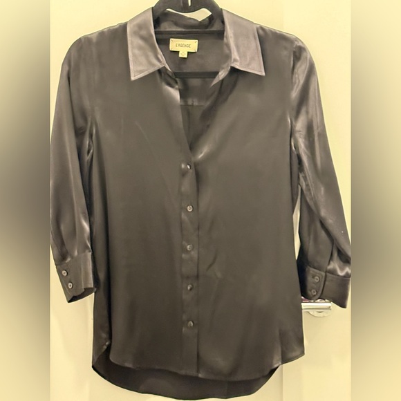 L’Agence Dani Silk Charmeuse Blouse Black S - Picture 5 of 5